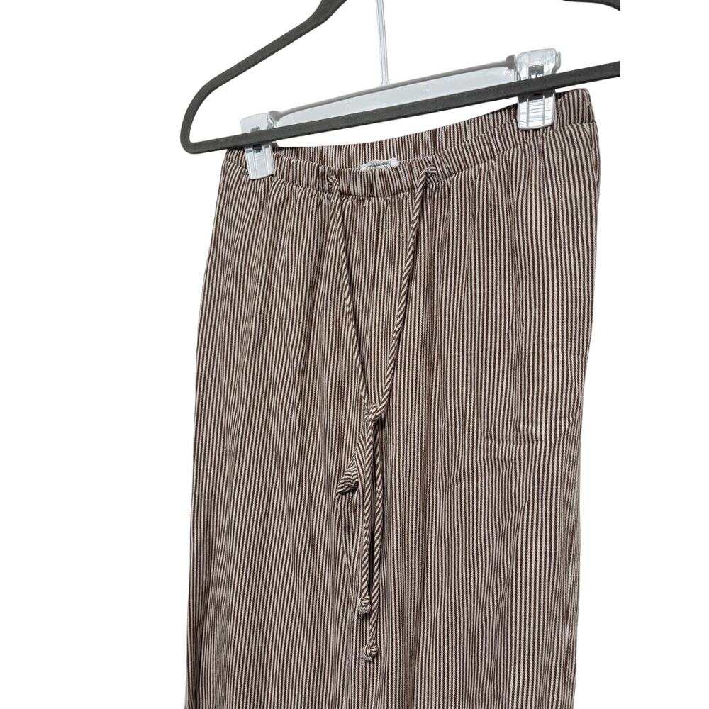 Sienna Sky Striped Drawstring Pants M Brown White - Picture 3 of 9